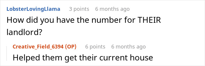 Screenshot of a Reddit conversation about a man helping his family move in and his wife discovering the real reason.