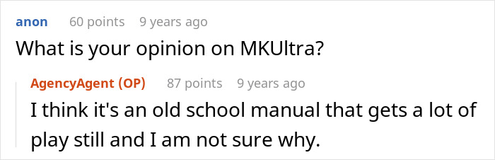 Screenshot of an online discussion featuring a former CIA case officer answering questions in an AMA session.