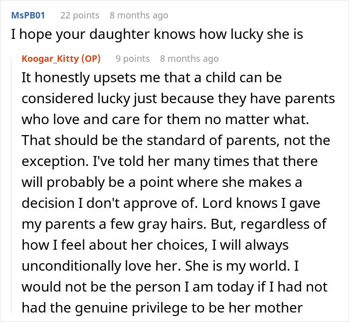 Commenters discuss family conflicts and unconditional love after granddaughter comes out as lesbian amid CPS involvement.