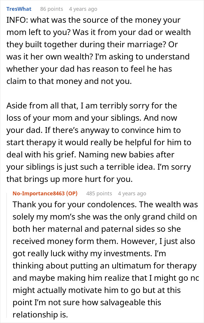 27YO Blindsided As Dad Reuses Late Siblings’ Names For New Babies, Tells Him To Leave Her House 27YO Blindsided As Dad Reuses Late Siblings’ Names For New Babies, Tells Him To Leave Her House