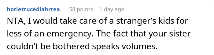Comment on Reddit discussing a woman who keeps asking for favors from family but doesn&rsquo;t reciprocate when they need help.