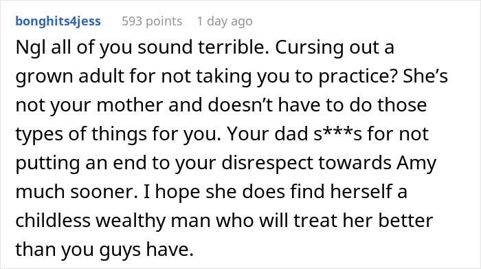 Screenshot of a social media comment discussing a widowed dad&rsquo;s relationship and teen daughter&rsquo;s jealousy issues.