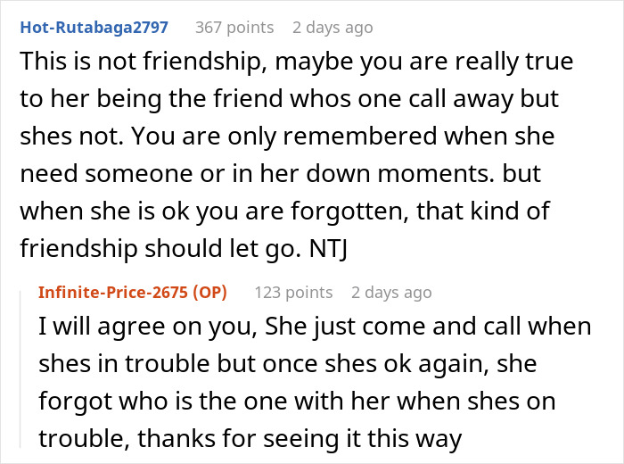 Text conversation about realizing a best friend backup plan hurt, showing feelings of being forgotten when friend is okay.