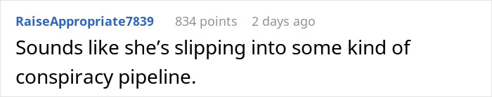 Reddit comment about a controlling girlfriend and a smashed laptop, hinting at a conspiracy and fiction mania conflict.