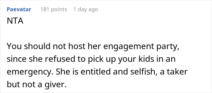 Screenshot of a Reddit comment describing a woman who keeps asking for favors from family but doesn&rsquo;t reciprocate help.