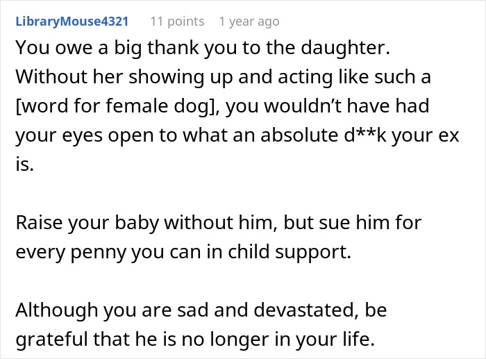 Screenshot of a Reddit comment discussing a man&rsquo;s marriage on the rocks after discovering he has a 12-year-old daughter.