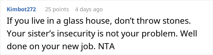 Commenter responding to sister&rsquo;s insult, sparking husband&rsquo;s reaction and leaving children confused in a family discussion.