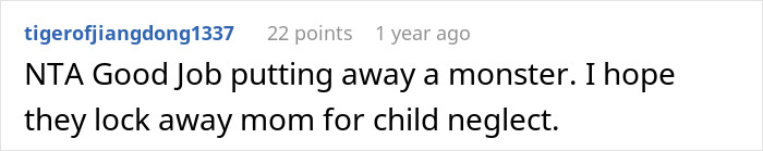 Screenshot of a comment praising a teen&rsquo;s escape from a horrible family after a step-father&rsquo;s misstep.
