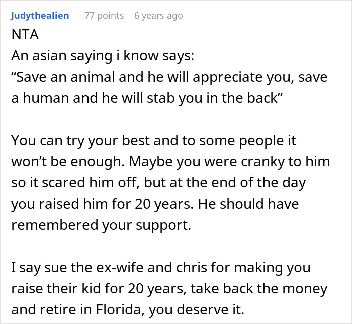 Comment on family drama and last name issues as a man spends more time with his biological dad and rejects his father role.