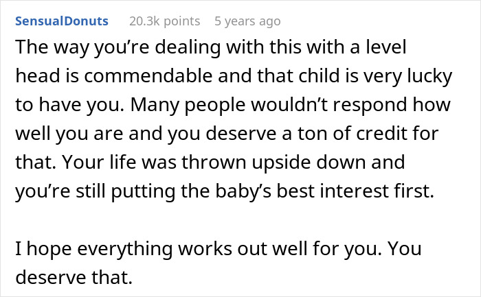 Comment praising a husband&rsquo;s calm response to his wife&rsquo;s secret revealed after she gives birth to a black child.