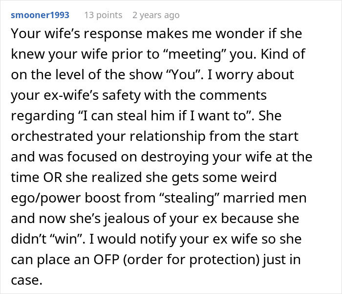 Comment warning about mistress-turned-wife’s insecurity and jealousy toward ex marrying a rich man, exposing her true motives. Comment warning about mistress-turned-wife’s insecurity and jealousy toward ex marrying a rich man, exposing her true motives.