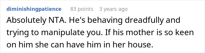 Screenshot of a Reddit comment discussing a woman kicking late husband&rsquo;s brother and his kids out due to using his clothes and stuff.