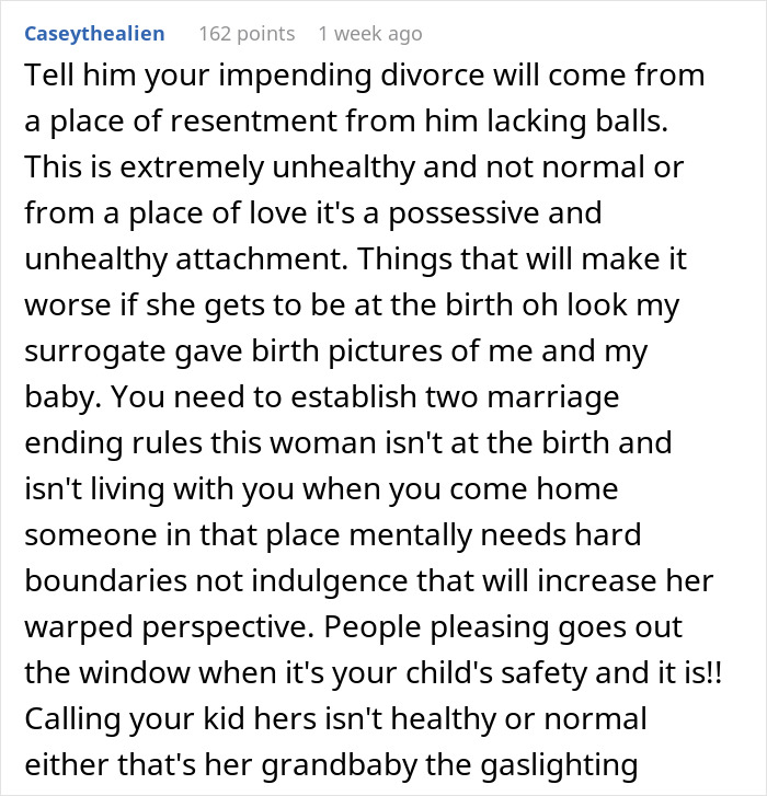 Comment discussing the pregnant woman uncomfortable MIL actions with advice on boundaries and marriage rules for child safety.