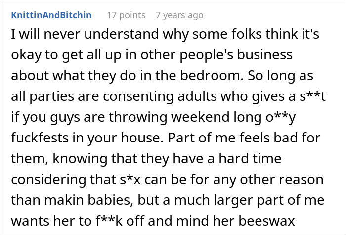 Comment discussing personal boundaries and opinions on adult relationships, related to MIL tries to catfish woman to prove cheating.