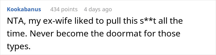 Screenshot of an online comment discussing a woman volunteering her boyfriend for free labor and his refusal.