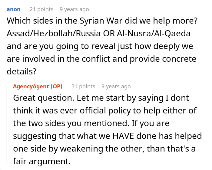 Former CIA case officer answers questions about involvement in Syrian War and intelligence details in AMA.