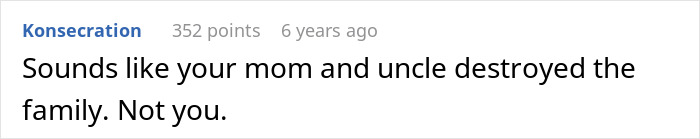 Comment about family chaos after a DNA test reveals unexpected family relationships involving uncle and dad confusion.