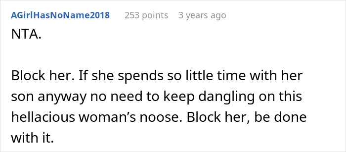 Screenshot of a Reddit comment from user AGirlHasNoName2018 advising to block a stressful MIL, relevant to nurse HIPAA issues.