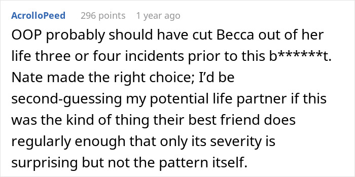 Comment discussing a woman unsure who to believe after best friend&rsquo;s cheating confession and boyfriend&rsquo;s denial.