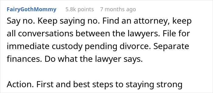 Text comment about legal advice for women dealing with a husband who keeps leaving and coming back in a difficult relationship.
