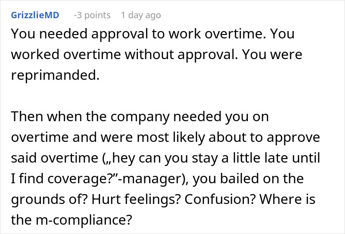 Online comment about cashier told not to work overtime during crisis, manager loses it over compliance issues.
