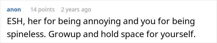 Screenshot of an online comment discussing frustration over a friend&rsquo;s strict diet rules enforced during a birthday.