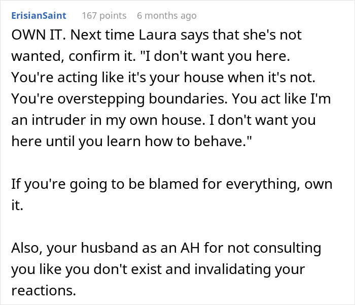 Comment discussing a man kicking his family out after wife discovers real reason they needed to move in.