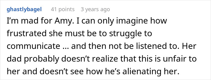 Screenshot of a Reddit comment expressing frustration about communication struggles and emotional alienation.