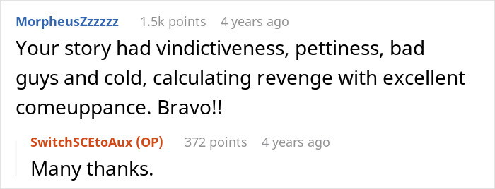 Screenshot of a Reddit thread where users discuss a story about a top employee delivering record results but facing excuses instead of a bonus.