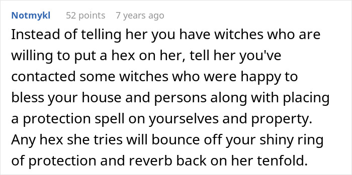 Comment on a forum discussing protection spells and hexes, related to a MIL catfishing attempt that backfired spectacularly.
