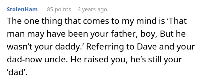 Comment discussing family chaos caused by a DNA test revealing uncle is also father in a surprising twist.