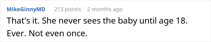 Text post discussing a mother retaliating against postpartum boundaries in a harsh and extreme way.