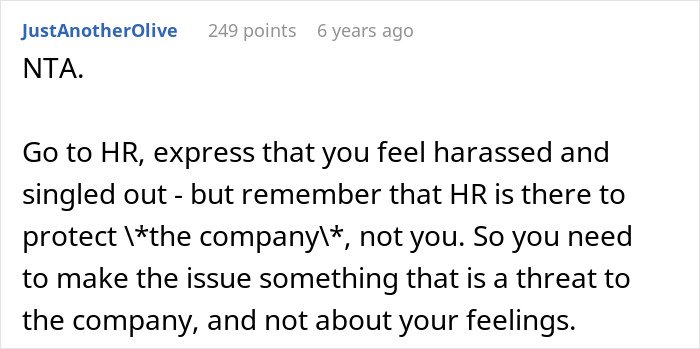 Text excerpt from an online forum discussing HR handling a coworker preaching about Jesus during meetings.