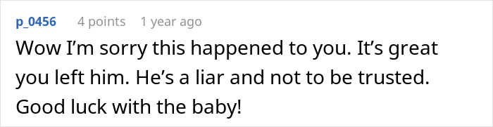 Comment expressing sympathy after man&rsquo;s marriage troubles due to discovering he has a 12-year-old daughter.