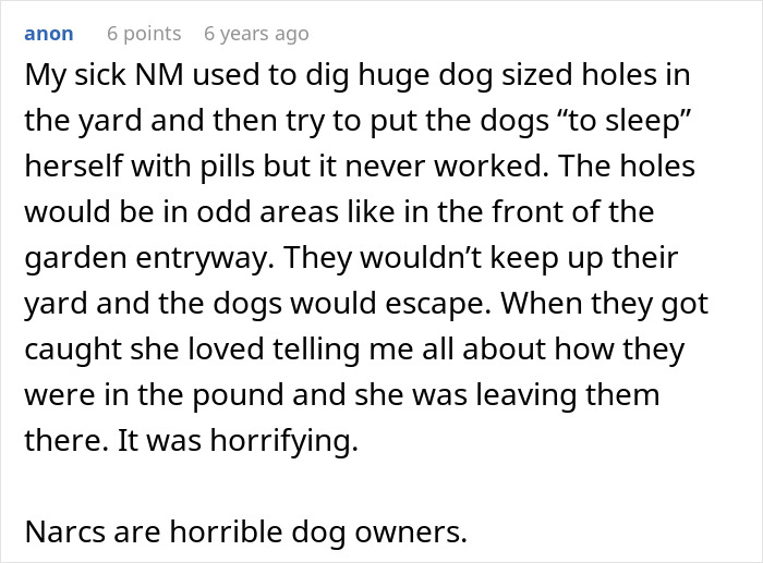 Comment describing a MIL pretending dog passed away to get rid of him, family finds dog at the shelter.