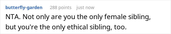 Screenshot of a social media comment discussing family dynamics and sibling relationships involving estranged sisters and family patriarchs.