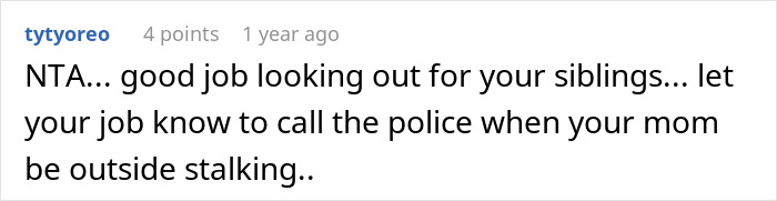 Comment text on a social media post discussing a teen finally escaping a horrible family after one more misstep from step-father.