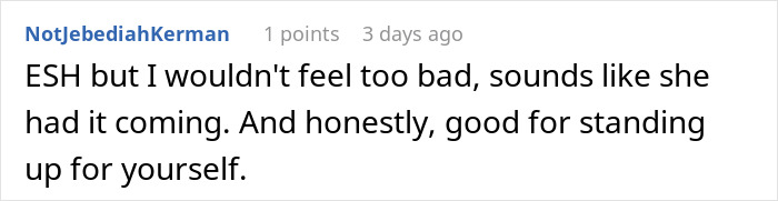 Commenter praising a woman for standing up after her sister insults her, sparking reactions from husband and kids.