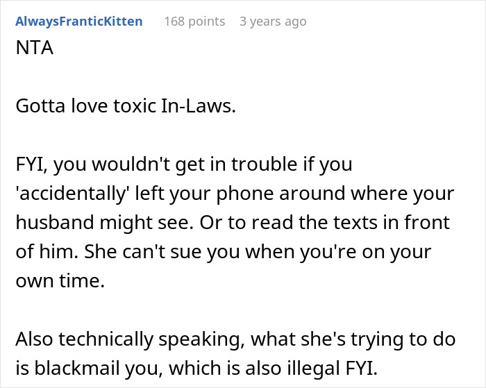 Comment discussing nurse dealing with a stressful situation involving MIL and HIPAA privacy concerns.