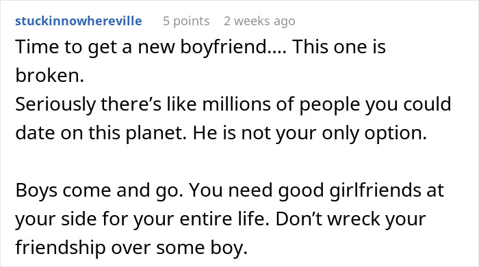 Comment about a man unable to handle his girlfriend performing maid of honor duties, revealing his true face.