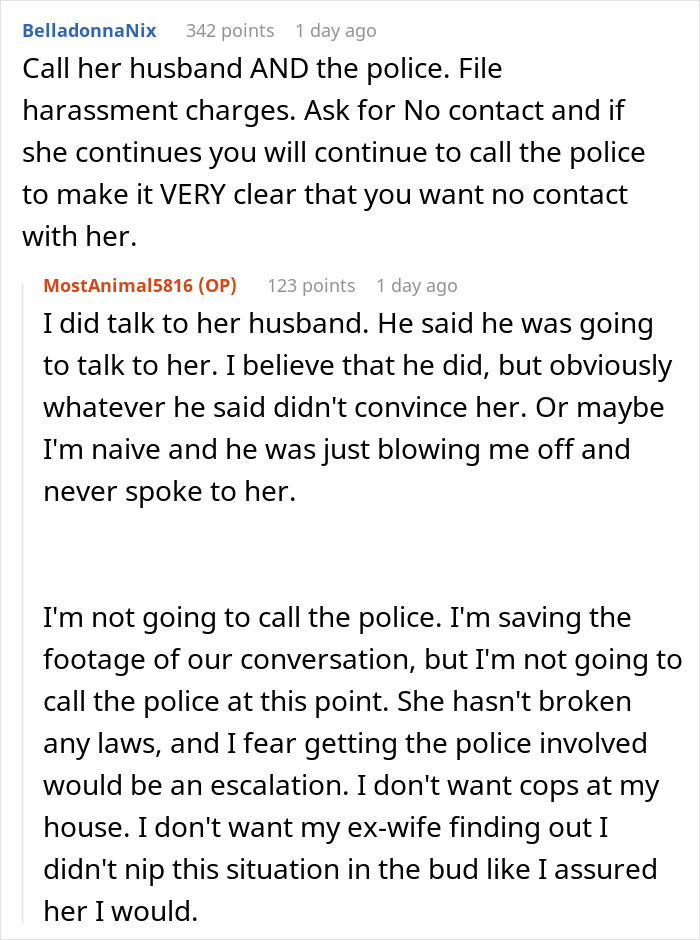Man stressed and paranoid as unhinged neighbor harasses him, refusing to leave him alone at home.