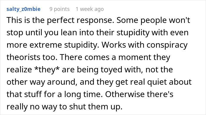 Reddit comment discussing how a man wants to shut up his boss by messing with him after comments on low weight.