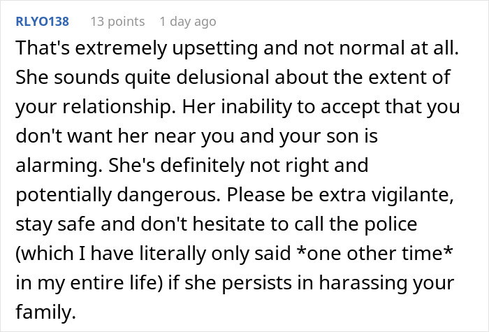 Comment discussing concern over unhinged neighbor causing stress and paranoia about going back home.
