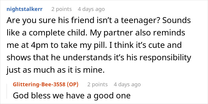 Text conversation about relationship dynamics where a boyfriend reminds his partner to take a pill, addressing bullying concerns. Text conversation about relationship dynamics where a boyfriend reminds his partner to take a pill, addressing bullying concerns.