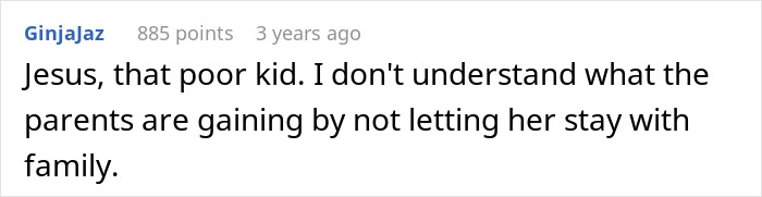 Comment about bf confession younger sister trouble expressing sympathy for a kid and questioning parents' decision to separate family.