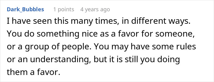 Reddit comment discussing workplace entitlement and favors related to coworkers picking up lunches.