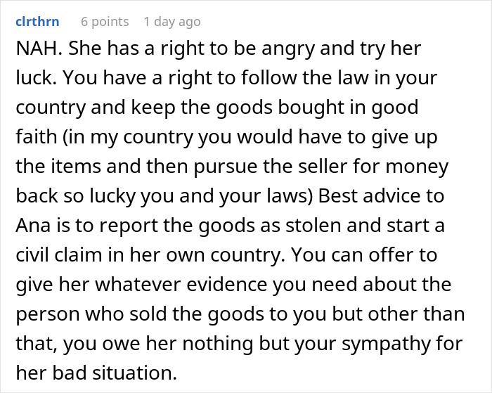 Comment discussing a K-Pop fan&rsquo;s rare merch dispute and advice on legal rights and reporting stolen goods online.