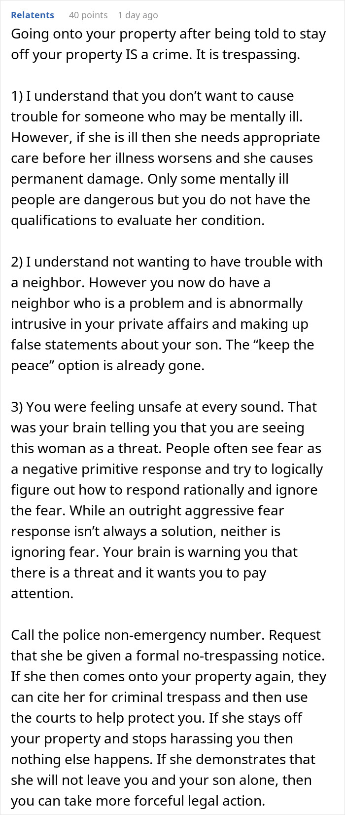 Man stressed and paranoid, worried about unhinged neighbor intruding and refusing to leave him alone.
