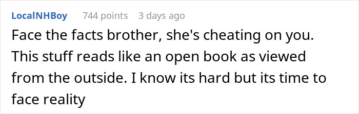 Comment post by LocalNHBoy discussing relationship partner issues and facing reality about a woman&rsquo;s party behavior.