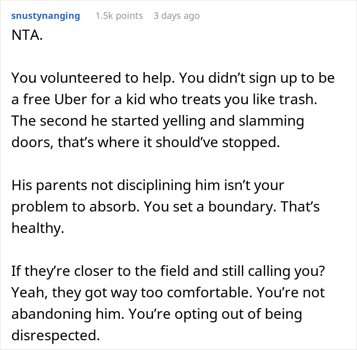 Comment on aunt rearranging schedule for nephew, setting boundaries for respect and rejecting disrespectful behavior. Comment on aunt rearranging schedule for nephew, setting boundaries for respect and rejecting disrespectful behavior.